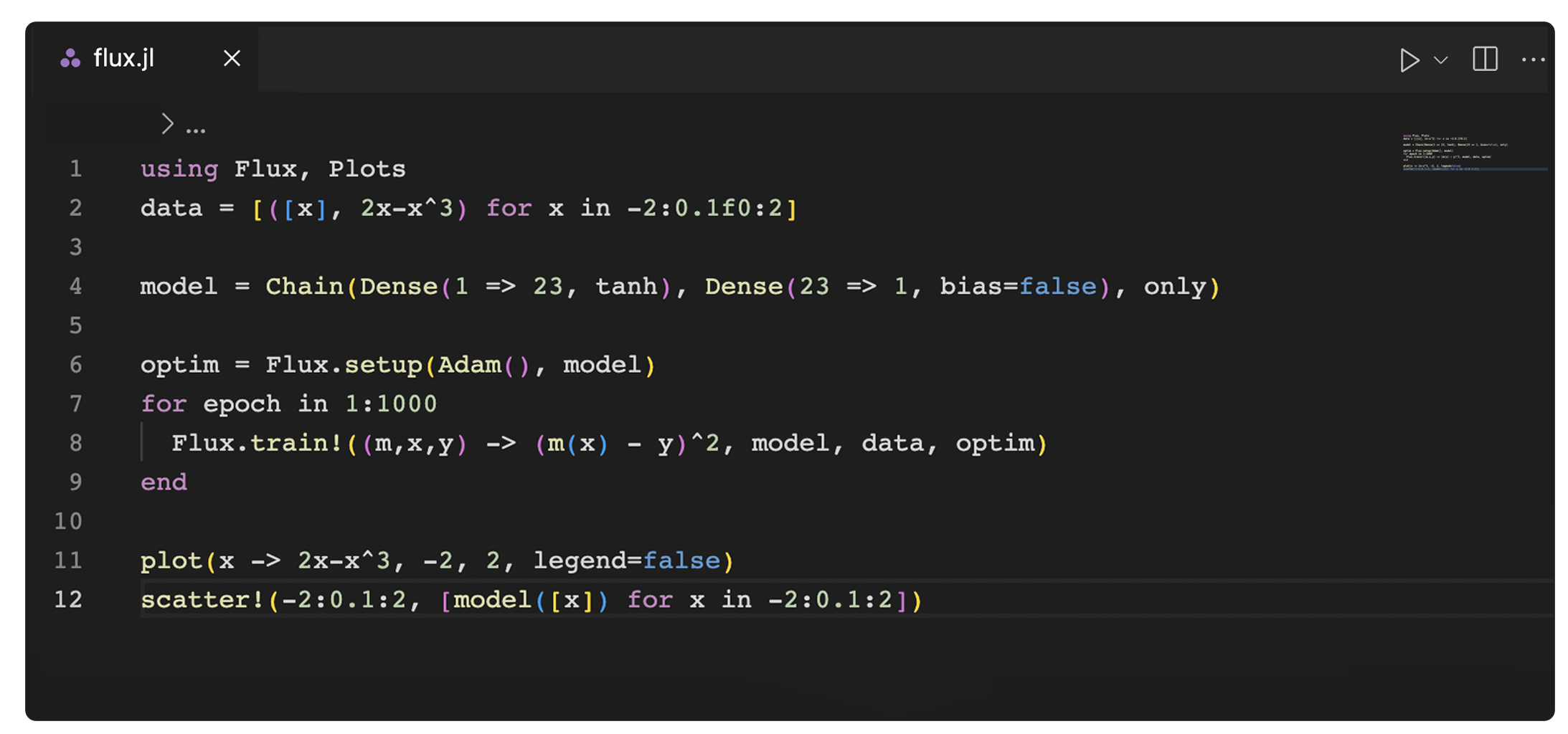 Flux code example in IDE